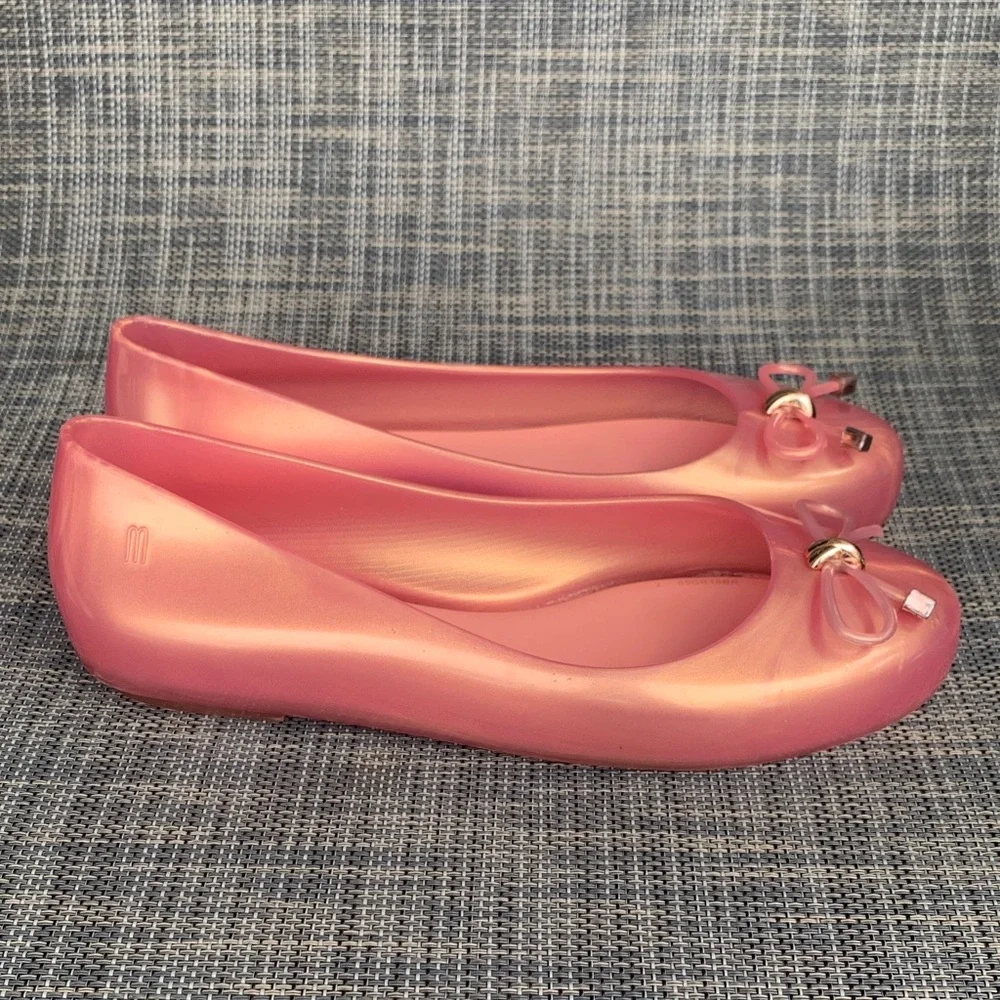 Melissa | Mel by Melissa 'Sweat Love' Pearl Pink Bow Flats Slip on Dress Shoes 3